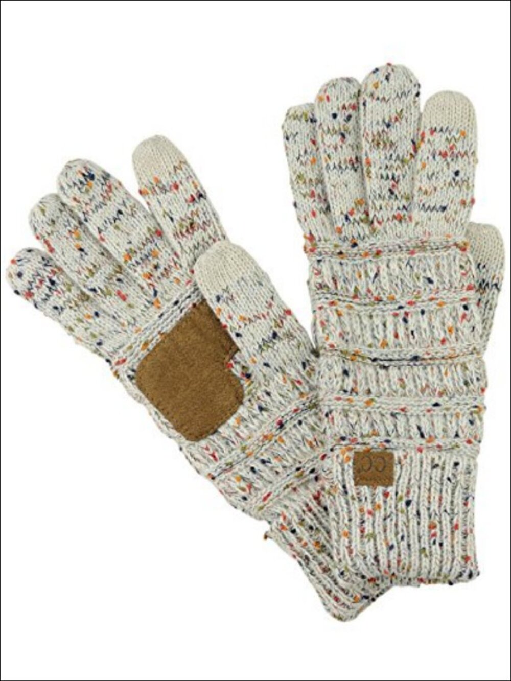 Cable Knit Winter Gloves Touchscreen Anti-Slip Faux Suede Palm Acrylic